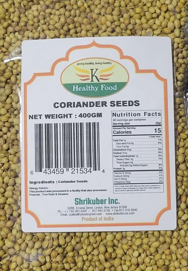 HEALTHY FOODS CORIANDER SEEDS 400GM 52914 Buy Indian Spices Online